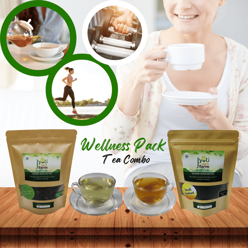 WELLNESS TEA Combo Offer | 100g Natural Green Tea, 100g Smooth Sunkissed Black Leaf Tea | Mintri Tea | Approx 150-200 cups