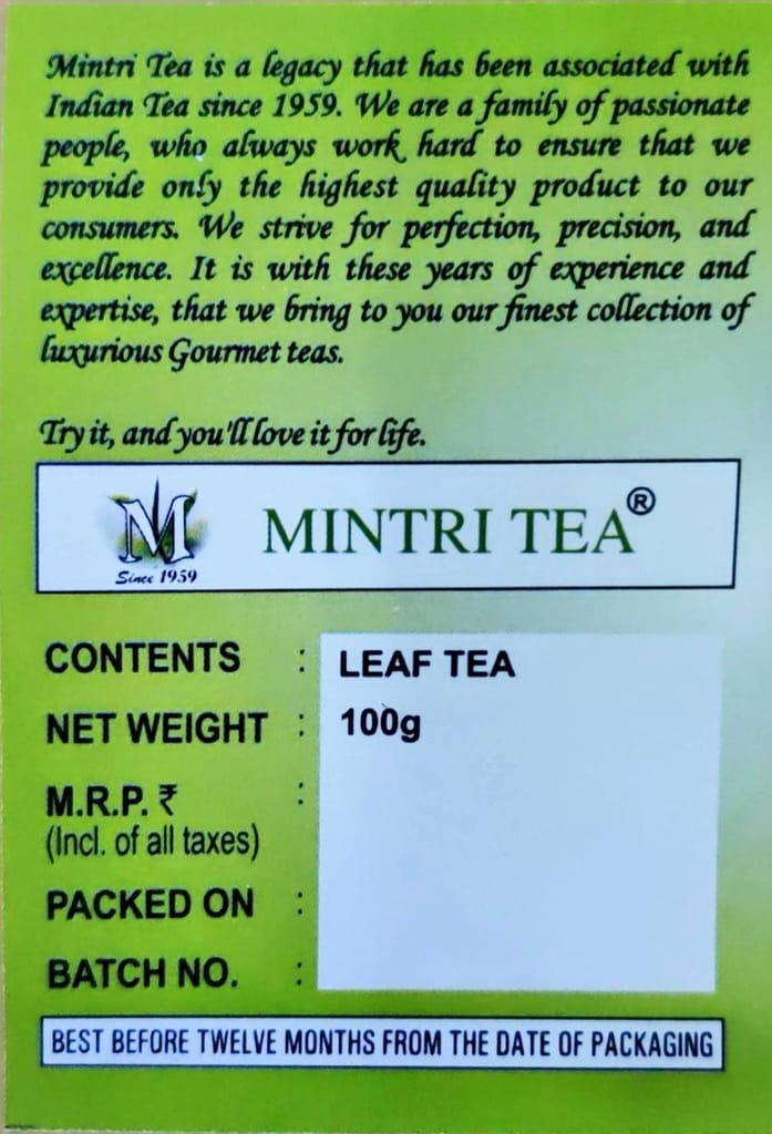 WELLNESS TEA Combo Offer | 100g Natural Green Tea, 100g Smooth Sunkissed Black Leaf Tea | Mintri Tea | Approx 150-200 cups