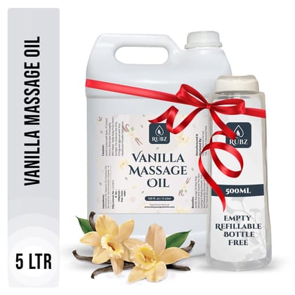 Rubz Vanilla Massage Oil | Moisturizing & Nourishing Body Massage Oil for Men & Women | Best for Aromatherapy & Full Body Spa | 5 Litre
