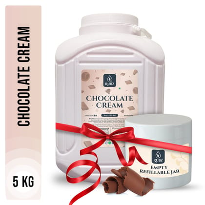 Rubz Chocolate Cream 5Kg with 200gm Refillable jar | Deep Moisturizing with Instant Hydration | Non-Greasy Cream with Vitamin E & Jojoba Oil | Best for Hotel,Spa,Salon,Family