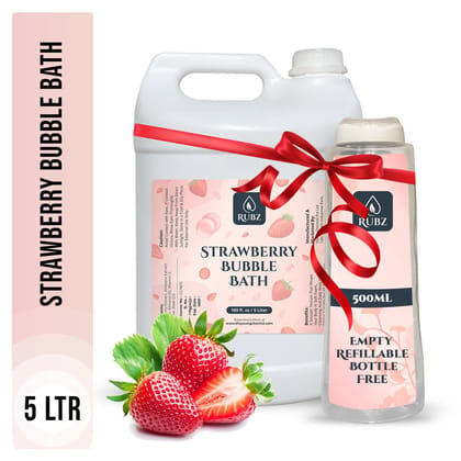 Rubz Strawberry Bubble Bath for Bath Tub | With the Goodness of Luxury Fragrance | 100% Vegan and Paraben Free formula | Safe For Kids and Adults | 5 Litre