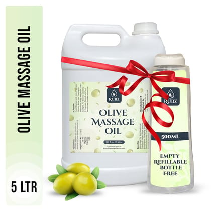 Rubz Olive Massage Oil | Moisturizing & Nourishing Body Massage Oil For Men & Women | Best For Aromatherapy & Full Body Spa | 5 Litre