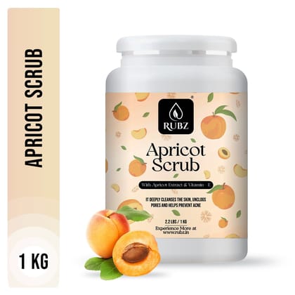 Rubz Apricot Scrub with Coconut Oil for Soft & Smooth Skin for Men & Women | Gently Exfoliates Skin to Remove Tan | Best for Hotel, Spa, Salon, Family | 1 Kg