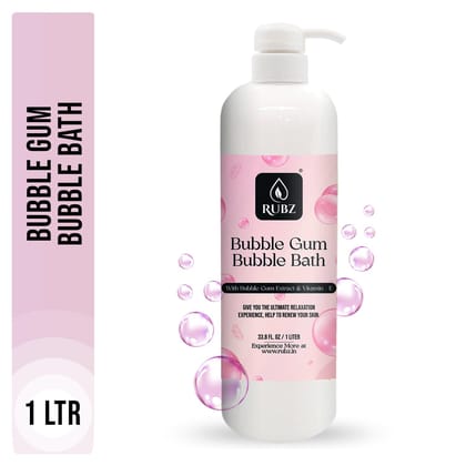 Rubz Bubble Gum Bubble Bath for Bath Tub | With the Goodness of Luxury Fragrance | 100% Vegan and Paraben Free formula | Safe For Kids and Adults | 1 Litre