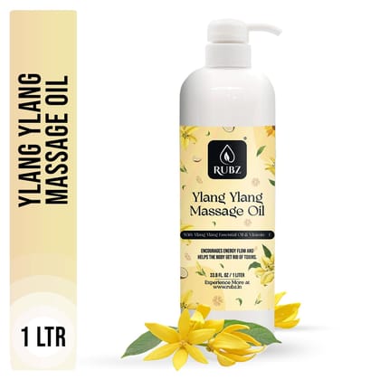 Rubz Ylang Ylang Massage Oil | Moisturizing & Nourishing Body Massage Oil for Men & Women | Best for Aromatherapy & Full Body Spa | 1 Litre