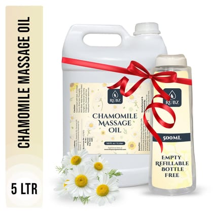 Rubz Chamomile Body Massage Oil | Relaxing, Soothing & Destressing Body Massage Oil for Men & Women | Best for Aromatherapy & Full Body Spa | 5 Litre