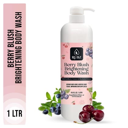 Rubz Berry Blush Brightening Body wash | Enriched With Glycerin & Long Lasting Fragrance | Soap-Free Body Wash For Women And Men | Paraben Free | SLS Free | 1 Litre