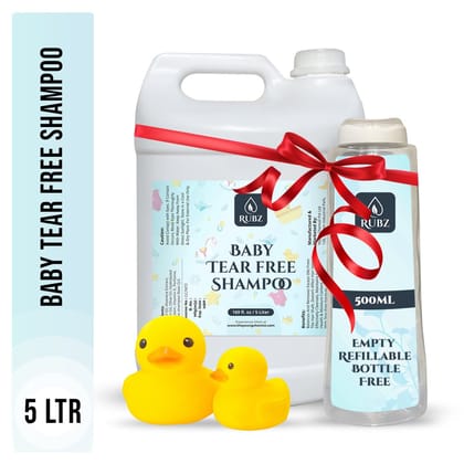 Rubz Baby Shampoo | No Tears Shampoo Formula | Mild & Gentle Cleanser | Sulphate & Paraben Free | Best for Spa, Salon, Hotel, Family | 5 Litre