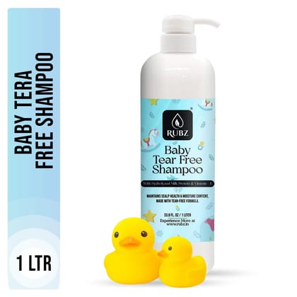 Rubz Baby Shampoo | No Tears Shampoo Formula | Mild & Gentle Cleanser | Sulphate & Paraben Free | 1 Litre