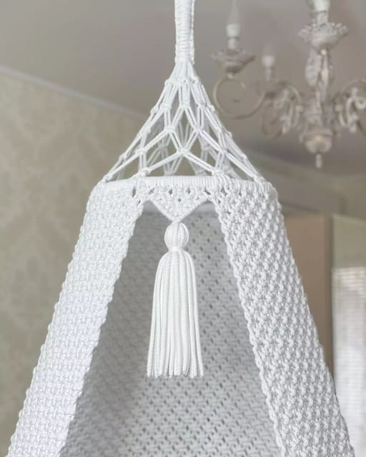 Macrame Swing For Living Room In White Colour by Kaahira