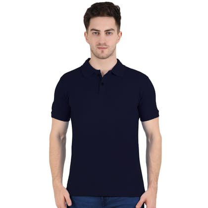 T Shirt for Men Cotton Polo T Shirts For Men Plain Half Sleeve Regular Fit Solid Color Navy Blue Mens Collar Tshirt for Men