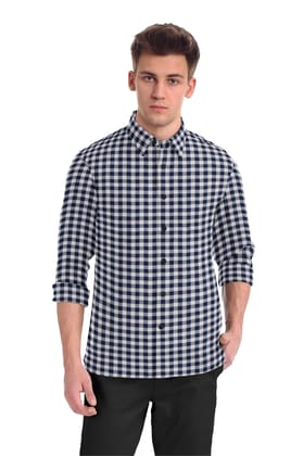 JSPARK Premium Cotton Checkered Formal Shirt for Men – Checks Regular Fit Full Sleeve Men’s Shirts, Gents Long Sleeves Check Dress Shirt, Smart Formals, Work Wear, Business Casual
