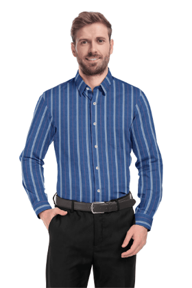 JSPARK Premium Cotton Striped Formal Shirt for Men – Stripes Regular Fit Full Sleeve Men’s Shirts, Gents Long Sleeves Stripe Shirt, Smart Formals, Work Wear, Business Casual