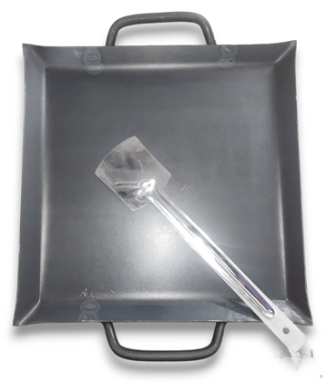 Nakshathra - pure iron tawa / dosa, roti tawa - Square design with unique border - 12 inch * 12 inch - double handle