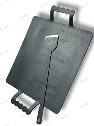 Nakshathra - 3 KG, pure iron tawa / dosa, roti tawa - Square design pathri tawa - 12 inch * 12 inch - double handle, 3 KG
