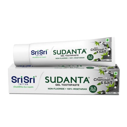 Sri Sri Tattva Sudanta Gel Toothpaste - With Charcoal & Salt. SLS Free. Non - Fluoride - 100% Vegetarian, 100g