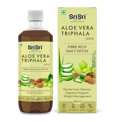 Sri Sri Tattva Aloe Vera Triphala Juice - Fibre Rich Daily Detox | Gentle Inner Cleanse, Digestive Support, Weight Management | No Added Sugar | 500ml