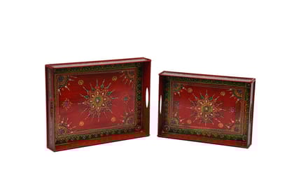 Decorative Engineering Wood Tray Set