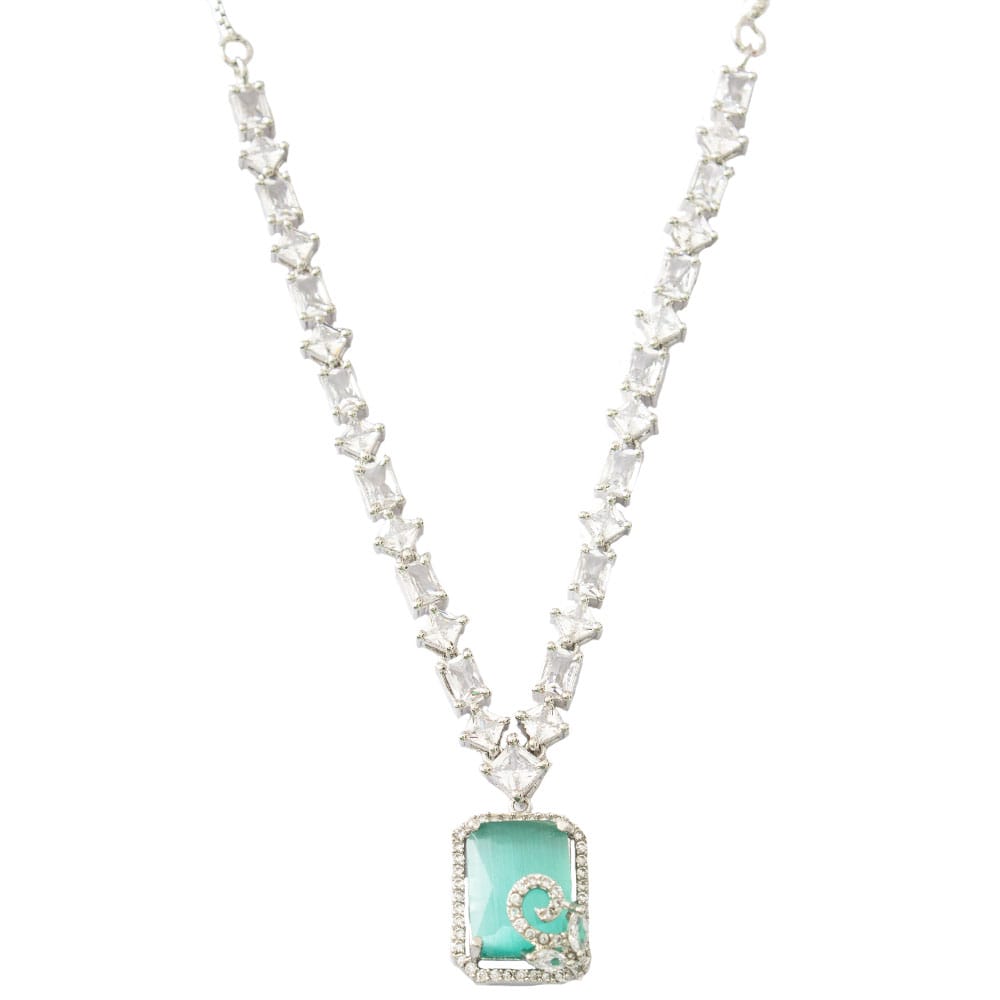 Necklace set | Nceklace for girls & women | Silver plated cz necklace