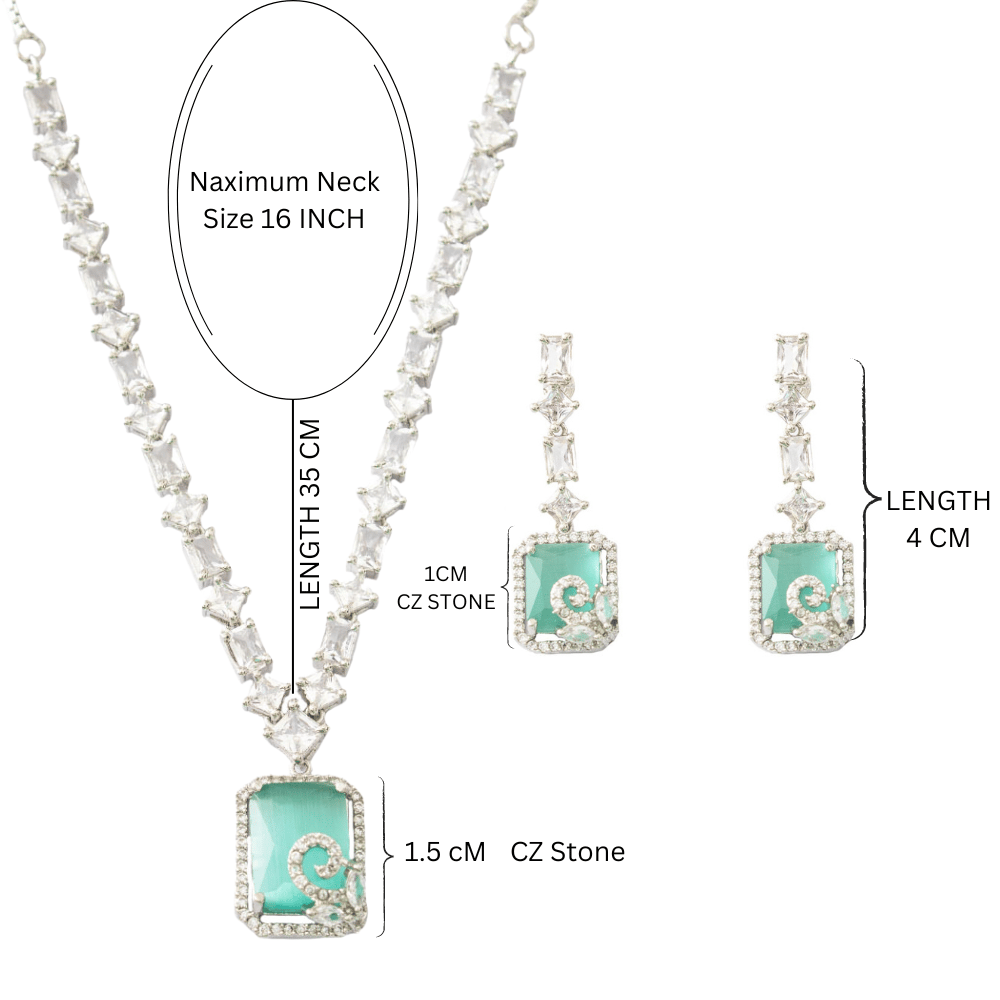 Necklace set | Nceklace for girls & women | Silver plated cz necklace