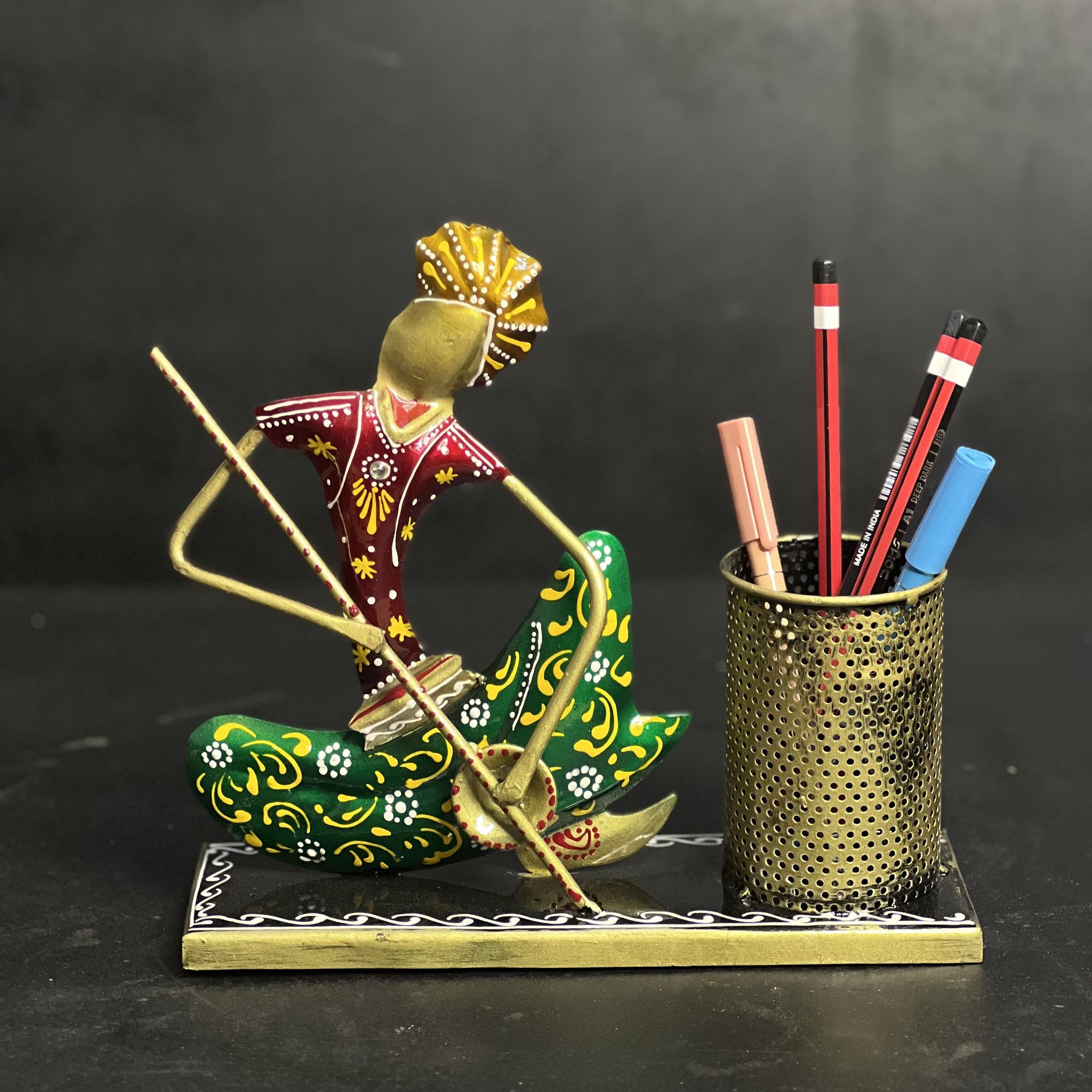 SHAMBHU HANDICRAFTS : HANDPAINTED MULTICOLOR RAJASTHANI PEN PENCIL HOLDER