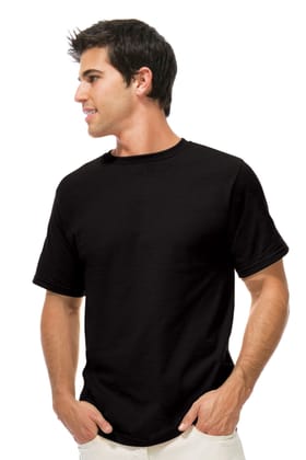 Men Round Neck Pure Cotton Black T-Shirt