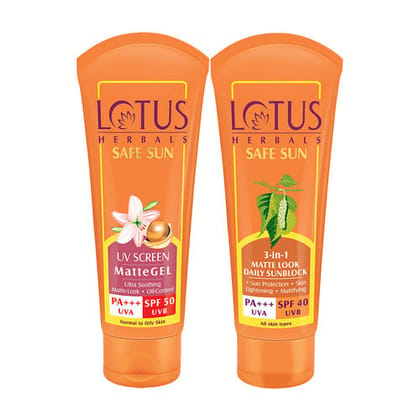 Lotus Herbals Safe Sun Sunscreen Combo (SPF 40 & SPF 50) 100 gm each PACK of 2
