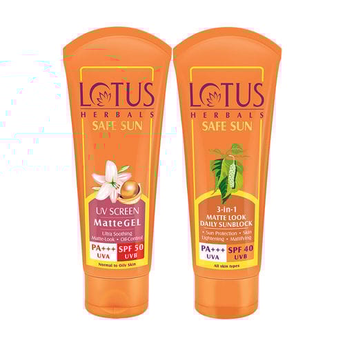 Lotus Herbals Safe Sun Sunscreen Combo (SPF 40 & SPF 50) 100 gm each PACK of 2
