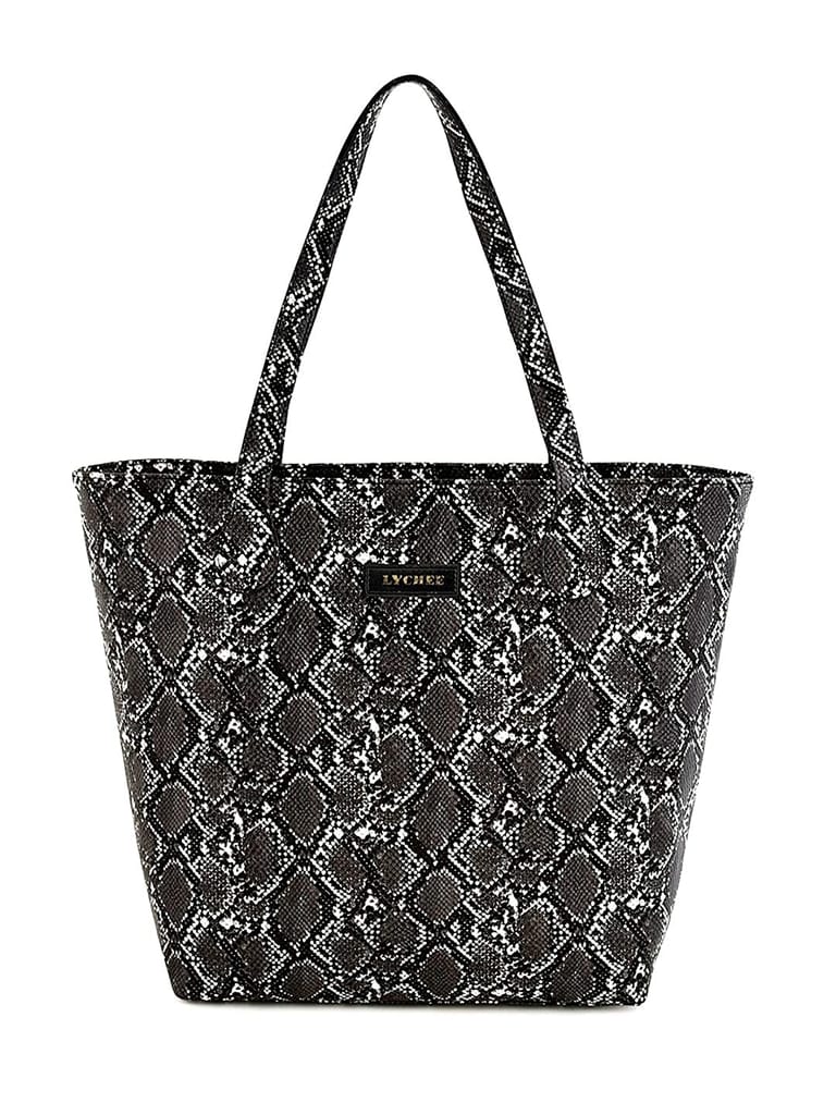 Lychee Bags Women Pu Snake Finish Black Tote Bag - Handbags | Buy online on ZillyBuy