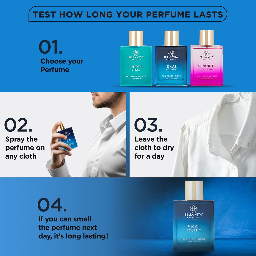 Bella Vita Luxury Skai Aquatic Eau De Cologne Unisex Perfume for Men & Women with Bergamot, Pink Pepper |Long Lasting Aqua EDC Fragrance Scent, 100 Ml