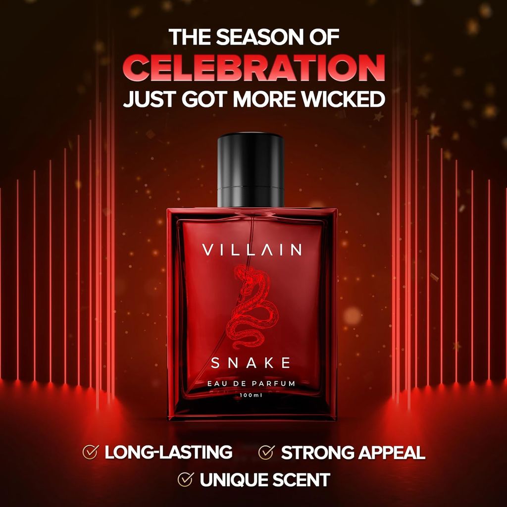 Villain Snake Perfume for Men 100ml | Ultra Long Lasting | Musk | Strong, Smoky, Sexy and Masculine| Premium EAU DE PARFUM| Best Gift for Boyfriend