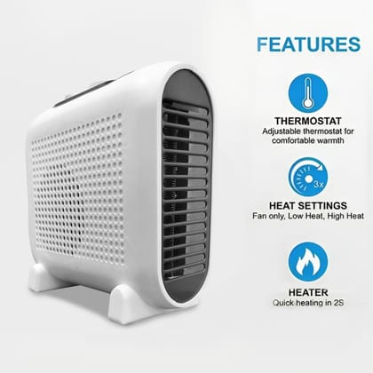 MELBON 903 Newly Launched 2000/1000 Watts Fan Heater with Adjustable Thermostat, Powerful 2400 RPM Motor, and Overheating Protection (ISI certified, Medium White)