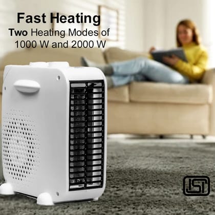 MELBON 905 Newly Launched 2000/1000 Watts Fan Heater with Adjustable Thermostat, Powerful 2400 RPM Motor, and Overheating Protection (ISI certified, Medium White)