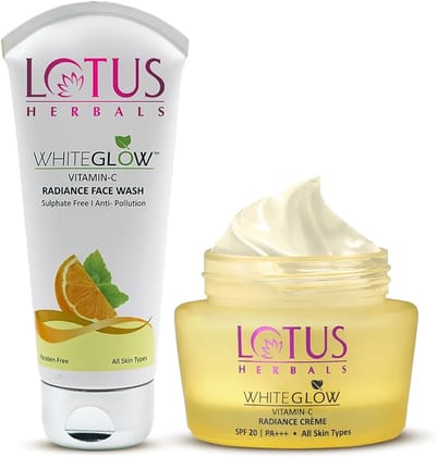 Lotus Herbals WhiteGlow Vitamin C Radiance Face Wash (100g) + Face Cream (50g) COMBO