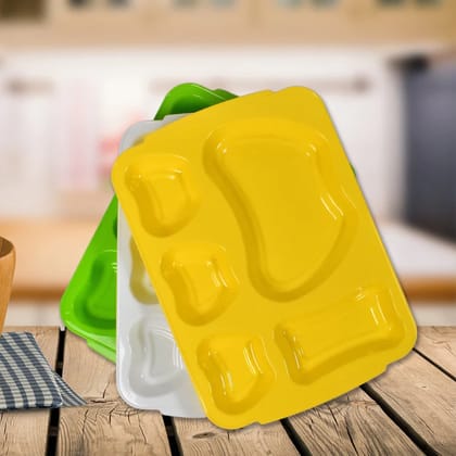 URBAN CREW HIGH QUALITY UNBREAKABLE PLASTIC FOOD PLATES / BIODEGRADABLE 5 COMPARTMENT SQUARE PLATE FOR FOOD, 1 PC