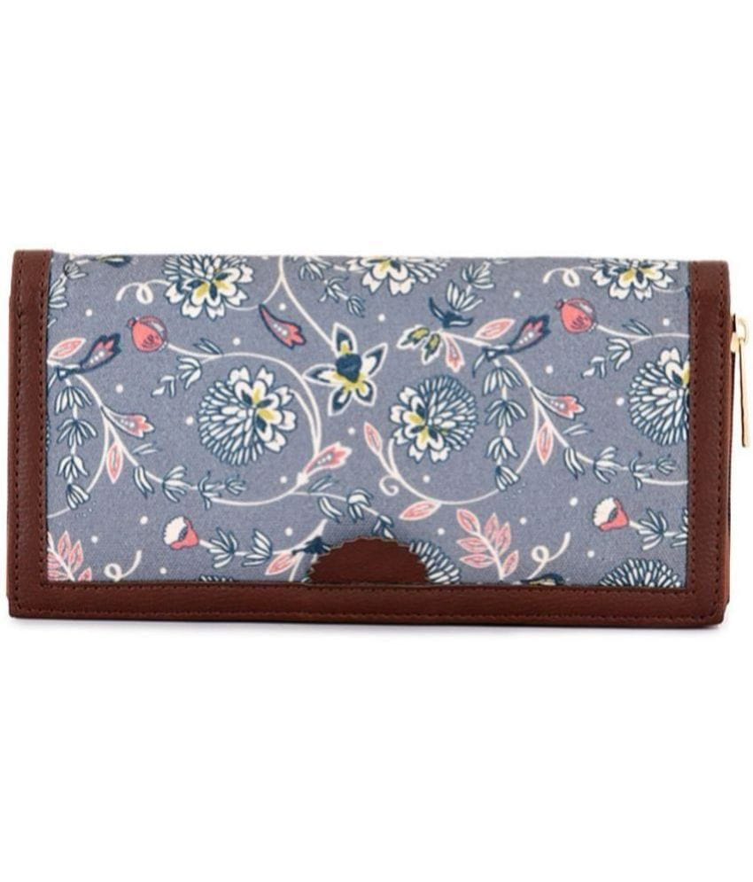 Lychee bags Women Printed Canvas Grey Wallet
