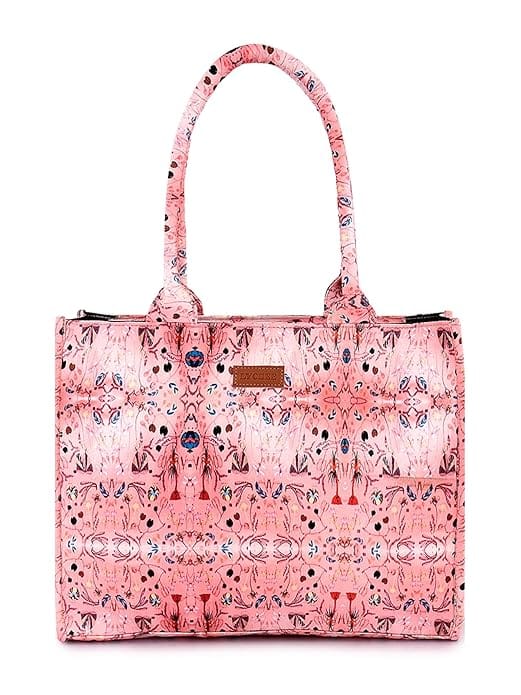 Lychee bags Women Printed Canvas Pink Tote Bag