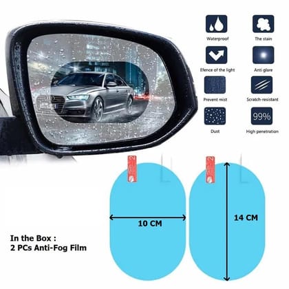 URBAN CREW ANTI FOG ANTI SCRATCH INTERIOR REARVIEW CAR MIRROR FILM WATERPROOF HD CLEAR PROTECTIVE STICKER FILM FOR SAFE DRIVING, CAR MIRRORS, SIDE WINDOWS