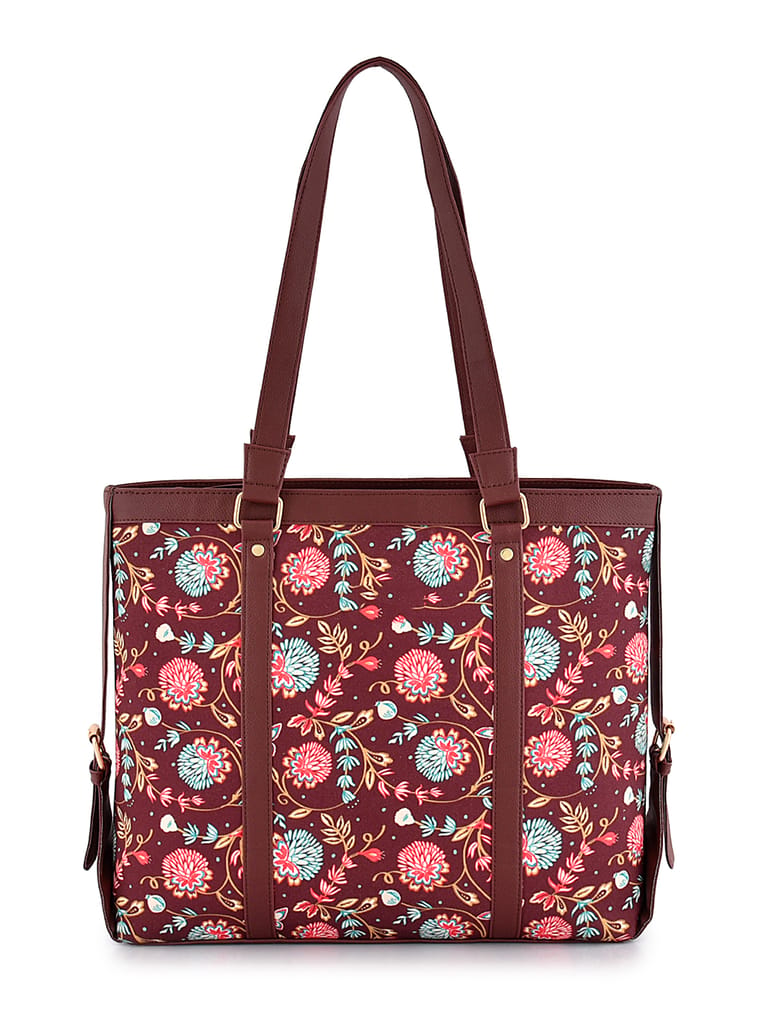Lychee bags Women Printed Canvas Brown Tote Bag - Handbags | Buy online on ZillyBuy