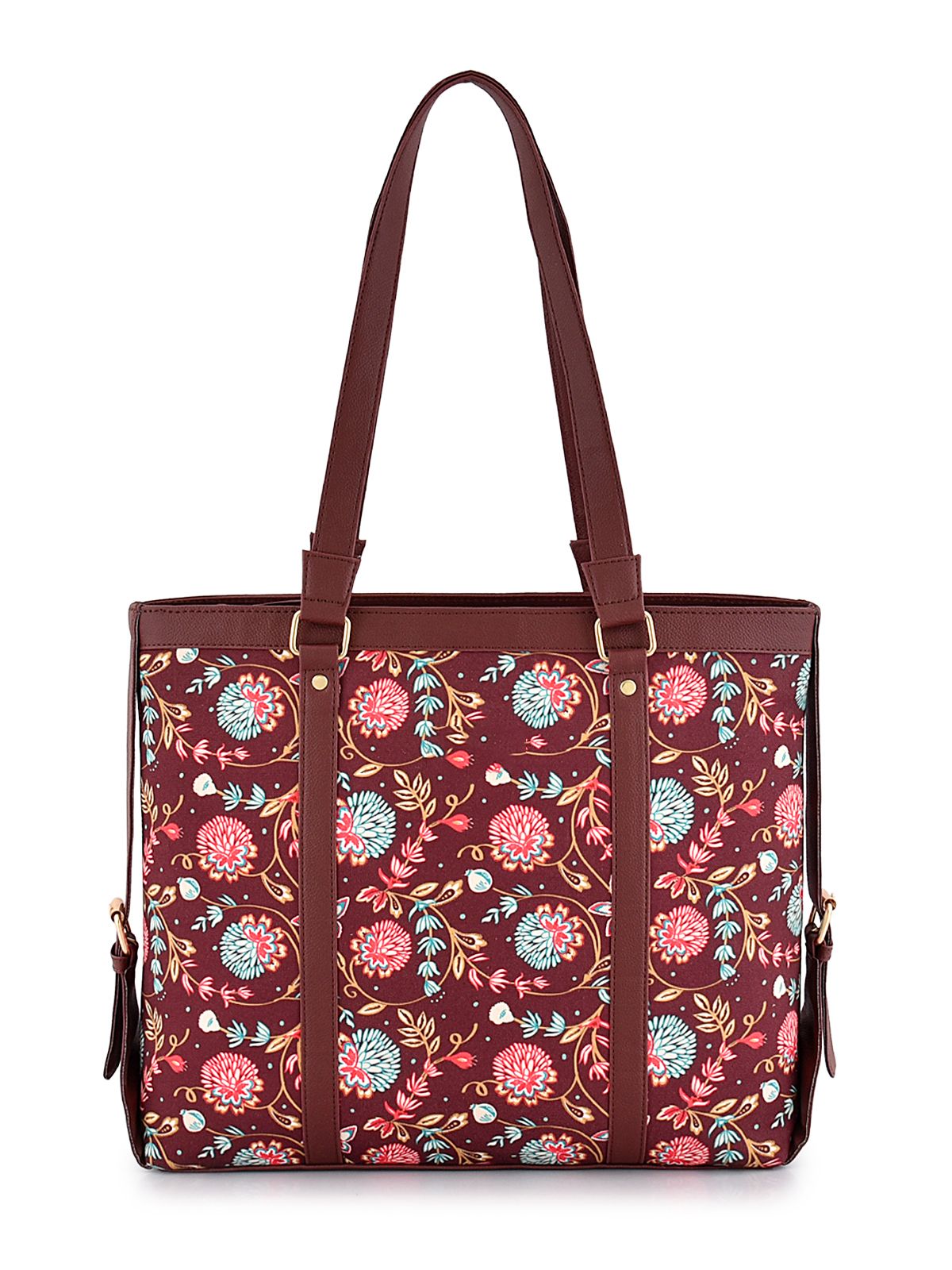 Lychee bags Women Printed Canvas Brown Tote Bag