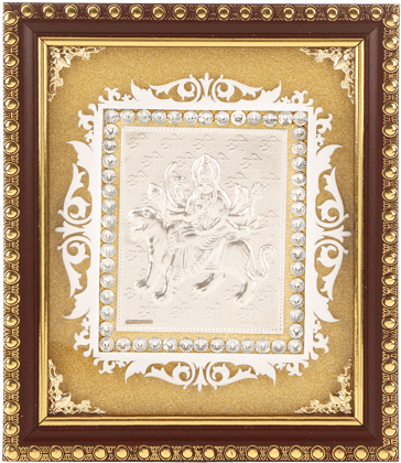 Osasbazaar Pure Silver Durga Mata Photo Frame - 97%-99% Pure BIS Hallmarked