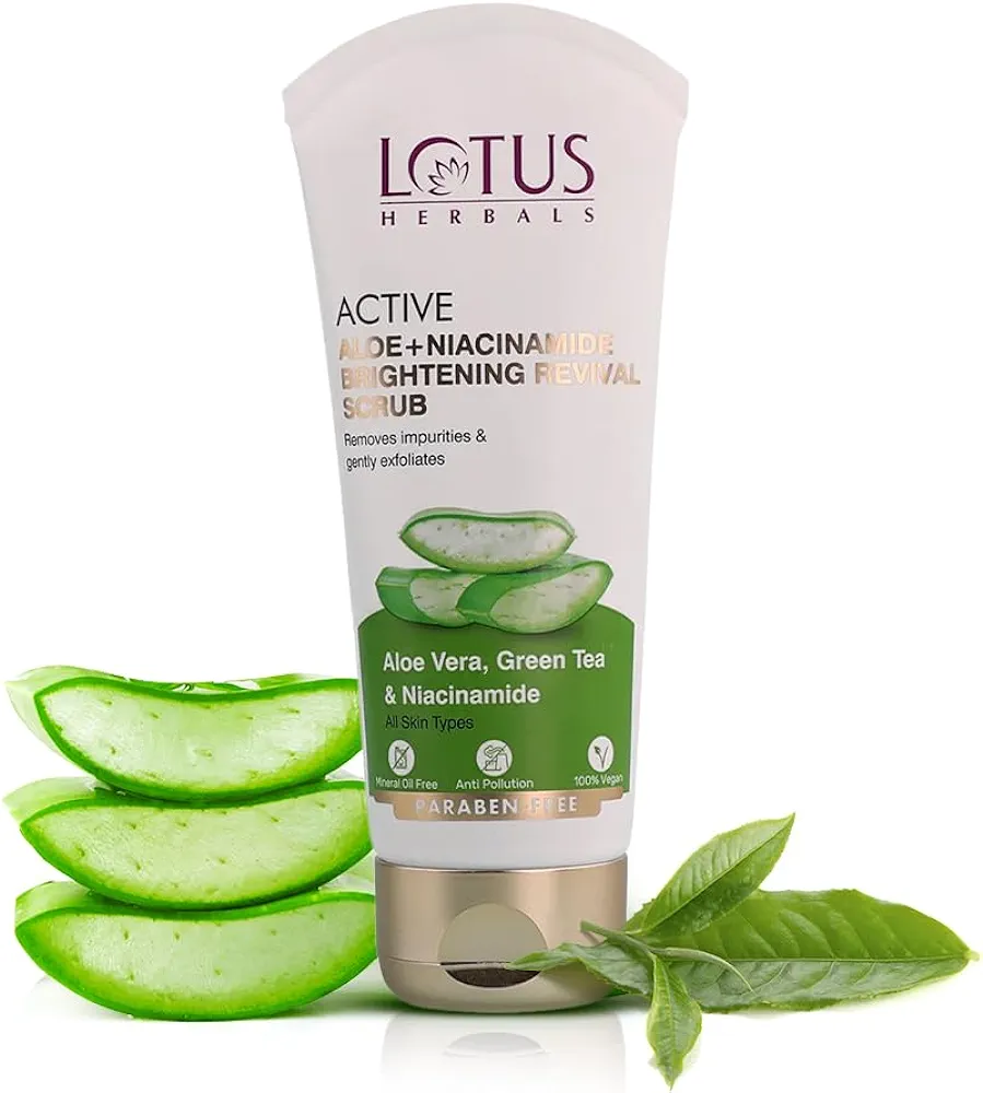 Lotus Herbals Active Aloe + Niacinamide Brightening Revival Scrub (100gm)