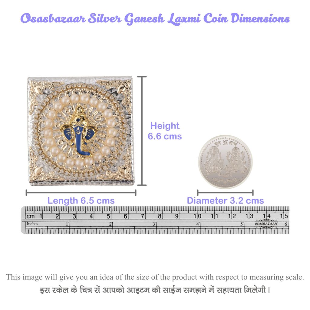 Osasbazaar Ganesh Laxmi Silver Coin Round with Designer Packing - 99% Pure BIS Hallmarked - 10 gms