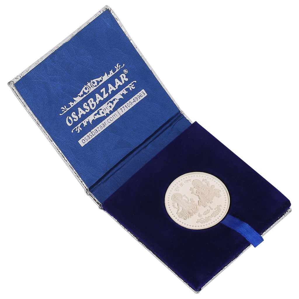 Osasbazaar Ganesh Laxmi Silver Coin Round with Designer Packing - 99% Pure BIS Hallmarked - 10 gms