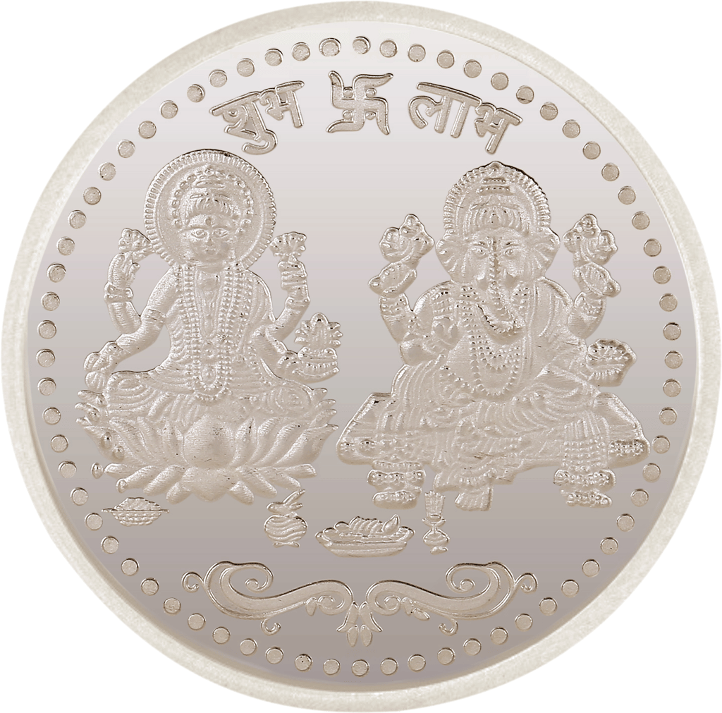 Osasbazaar Ganesh Laxmi Silver Coin Round with Designer Packing - 99% Pure BIS Hallmarked - 10 gms