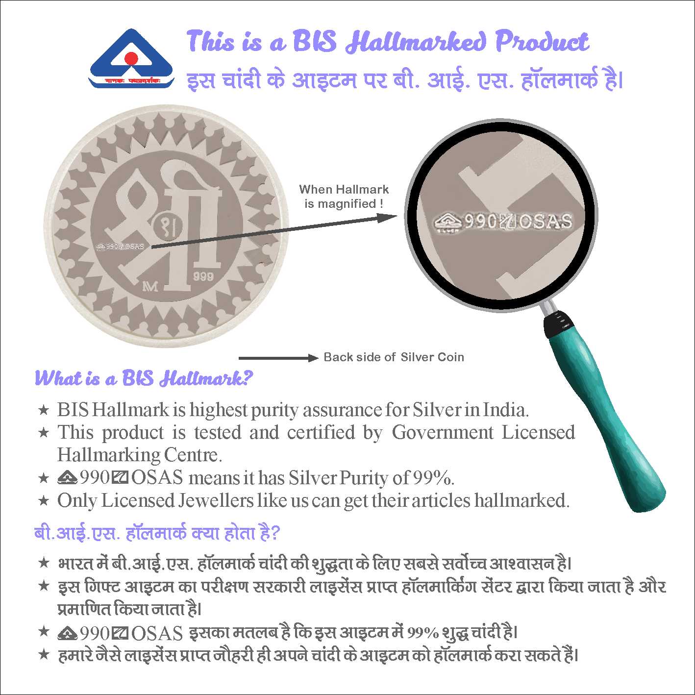 Osasbazaar Ganesh Laxmi Silver Coin Round with Designer Packing - 99% Pure BIS Hallmarked - 10 gms