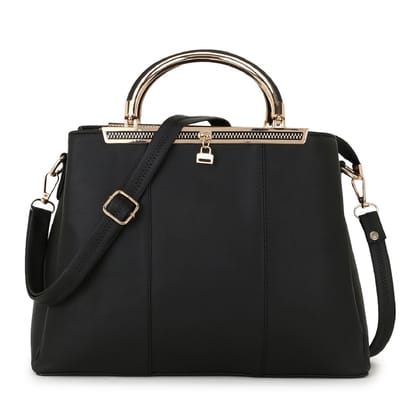 Lychee bags Women Pu Black Handbag