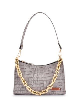 Lychee bags Women Pu Croco Finish Shoulder Bag