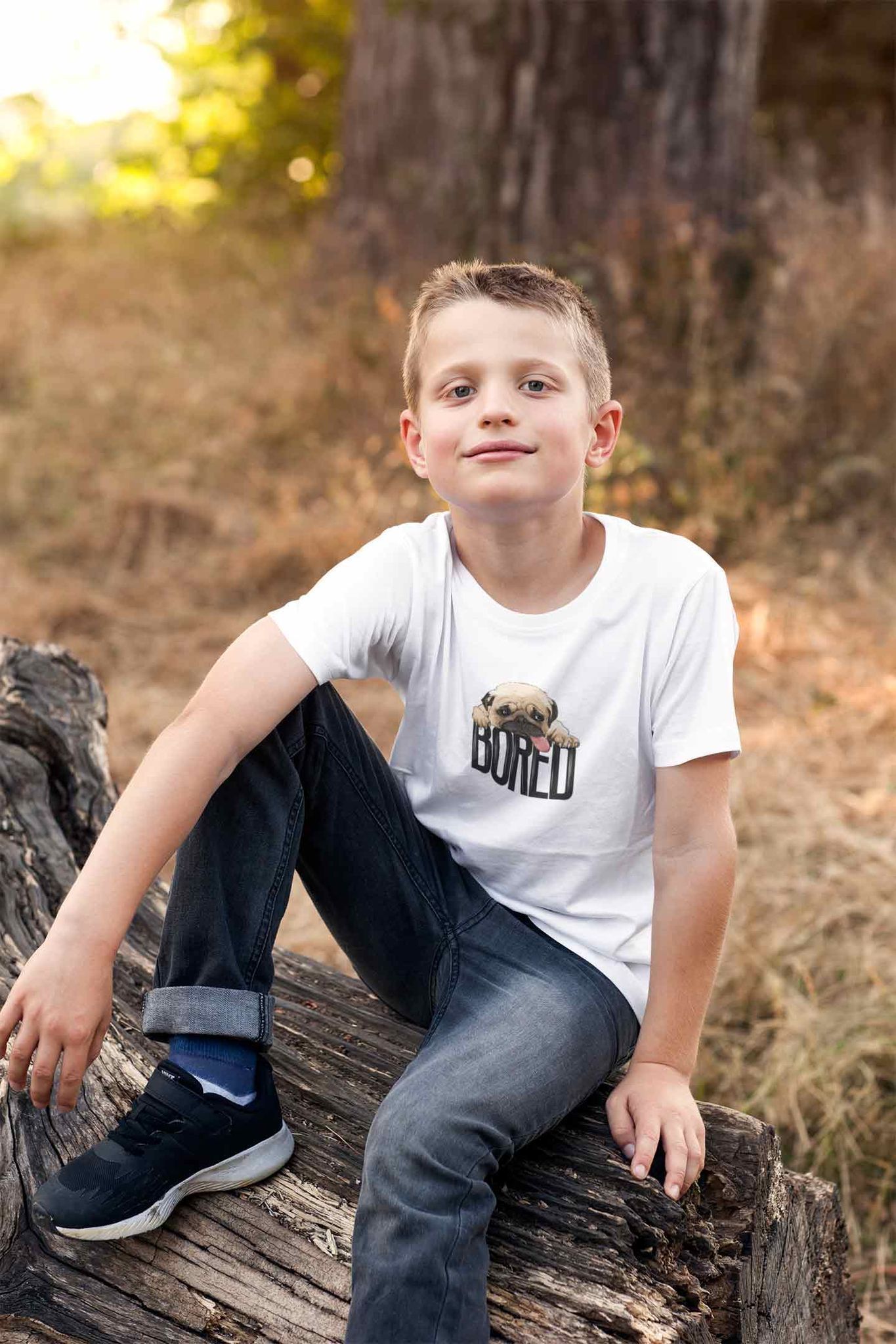 Round Neck T-Shirt (Kids) - Bored Pug Baby (8 Colours)