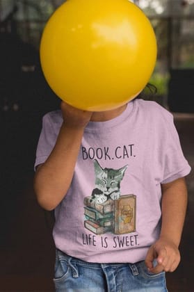 Round Neck T-Shirt (Toddlers) - Nerdy Kitty (10 Colours)